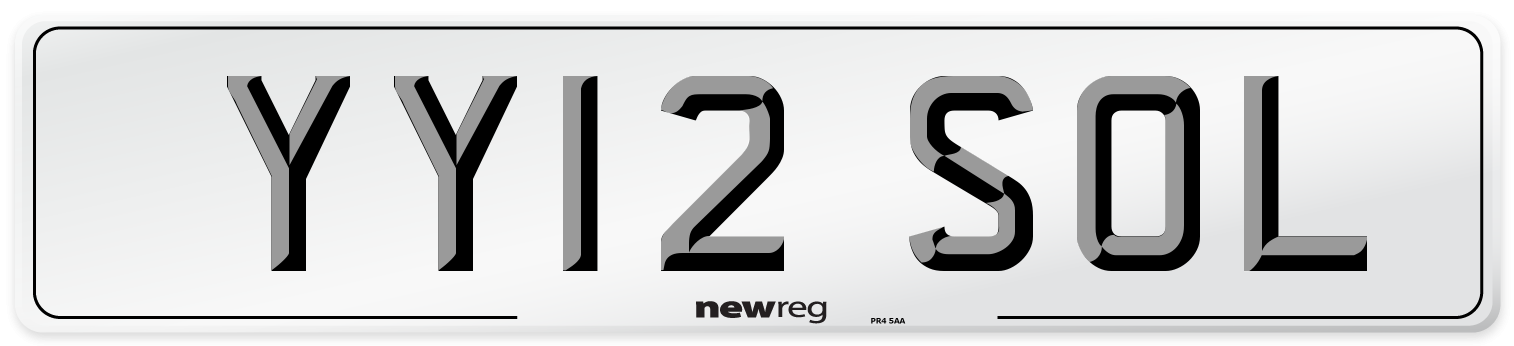 YY12 SOL Number Plate from New Reg